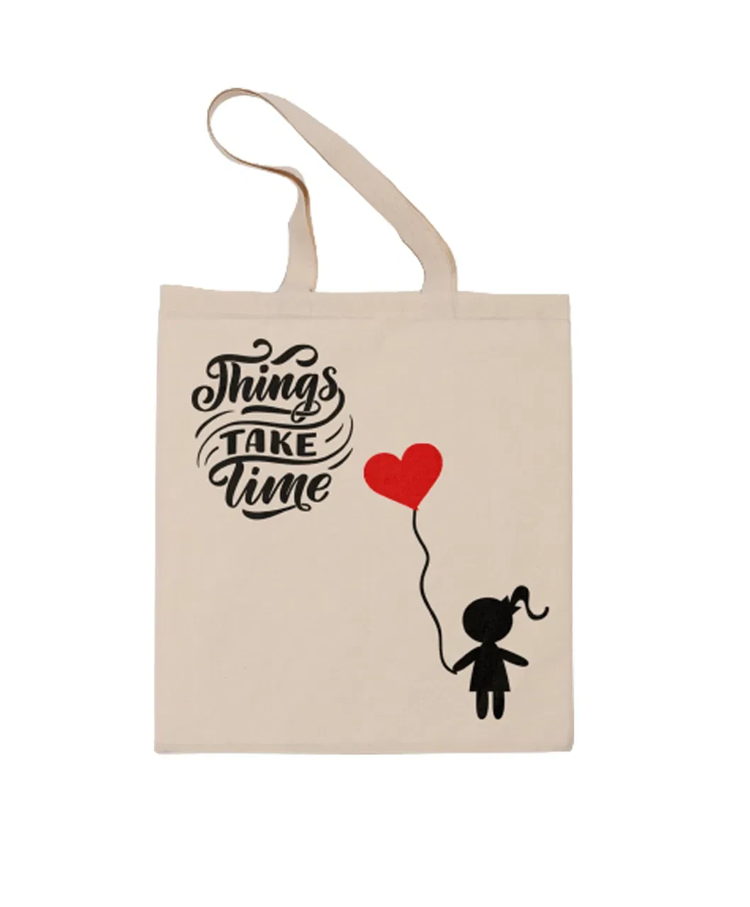 Βαμβακερή τσάντα κορίτσι με μπαλόνι "Things take time"